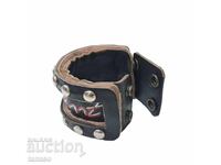 Dark Brown Leather Cuff in Punk/Rock Style, Bracelet with Snaps