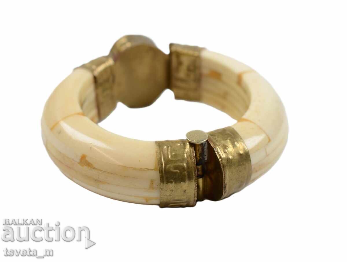 Antique bone bracelet with brass elements and a stone with price € 10.00 | 19.56 BGN Antique bone bracelet with brass elements and a stone with price € 10.00 | 19.56 BGN