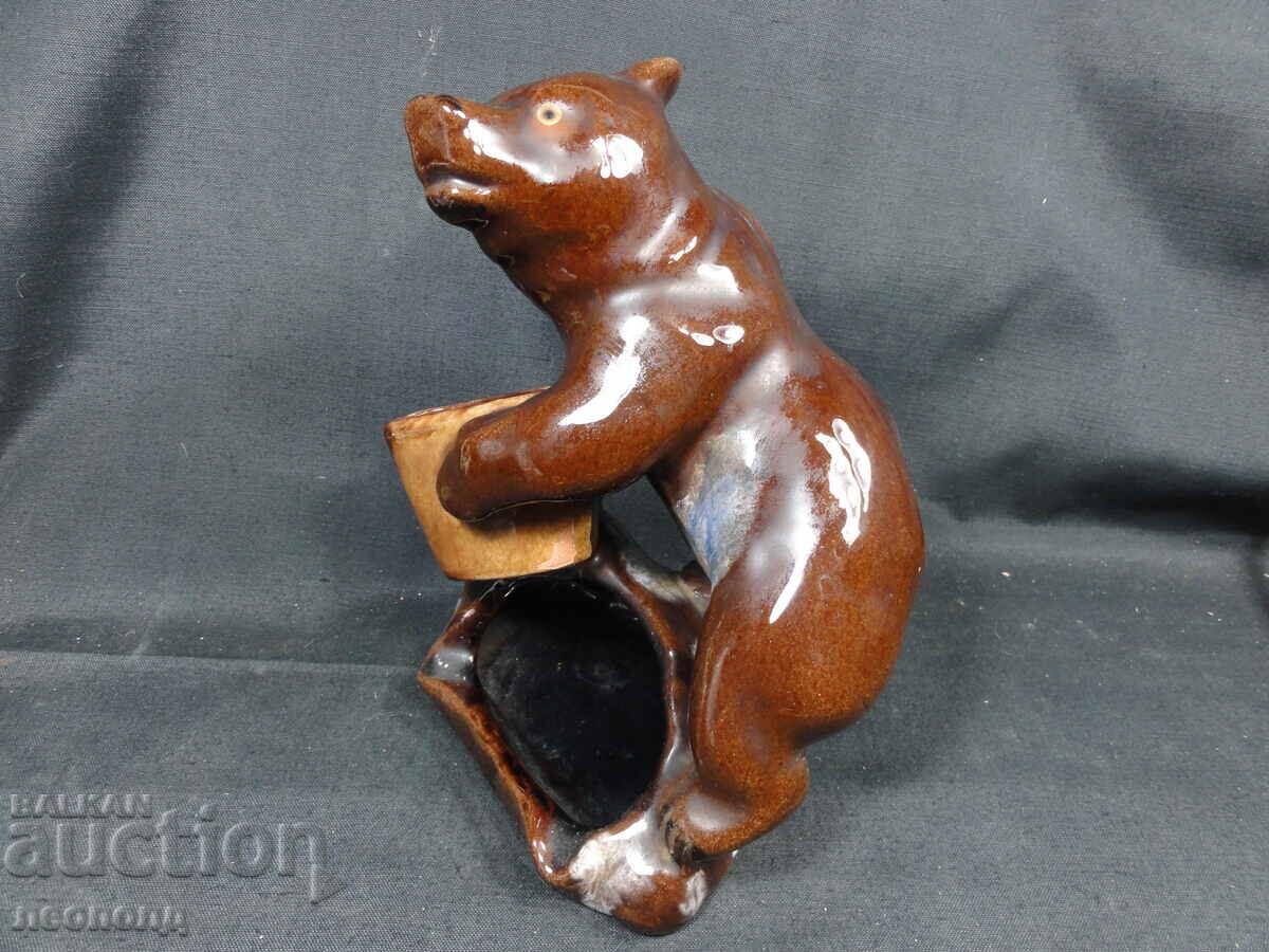 Licitație VECHE FIGURINĂ CERAMICĂ RETRO SOVIETICĂ URS APLICĂ DE CENUȘĂ