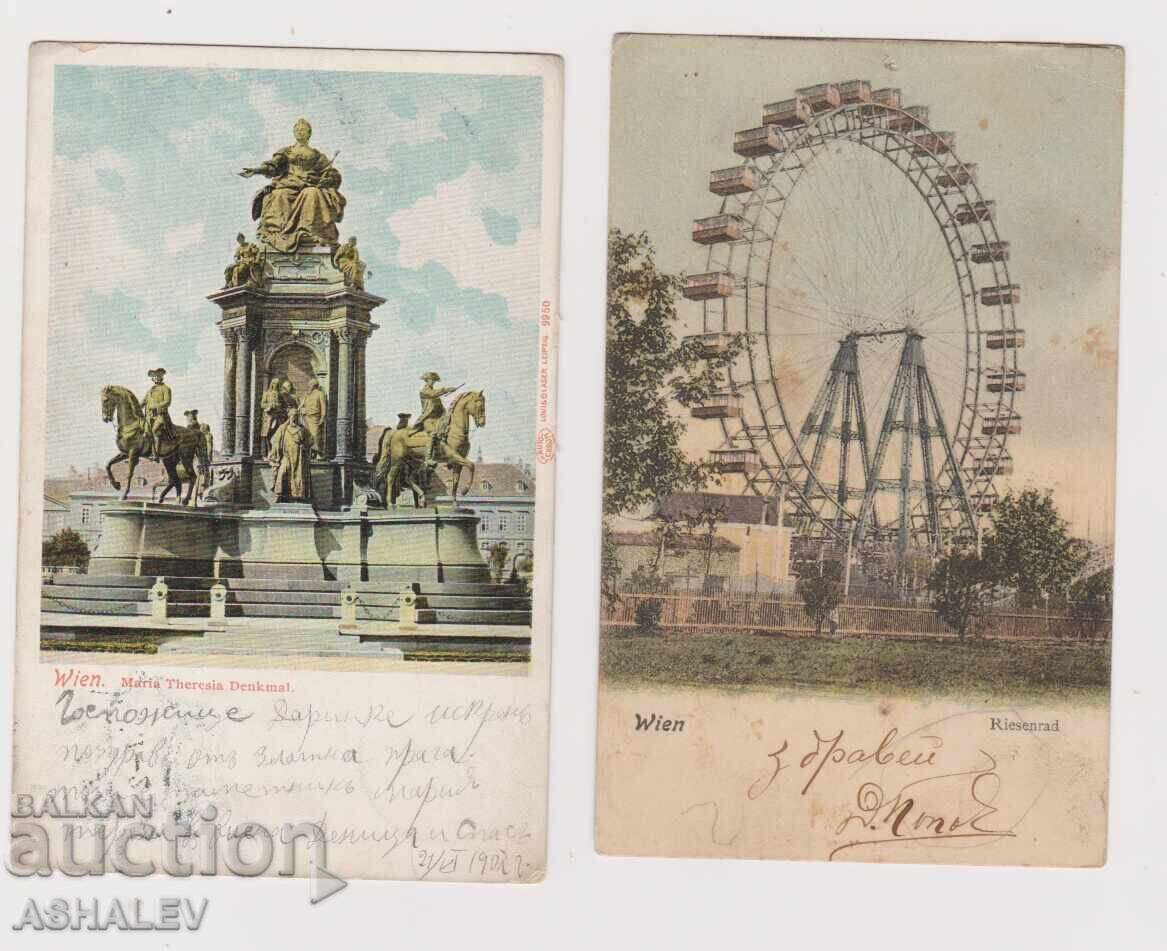 Vienna 1907 - 2 postal cards used Vienna 1907 - 2 postal cards used