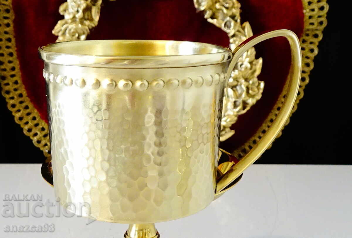 Δημοπρασία Επιχρυσωμένα μπρούτζινα φλιτζάνια 160 ml, στυλ Λουδοβίκου XVI