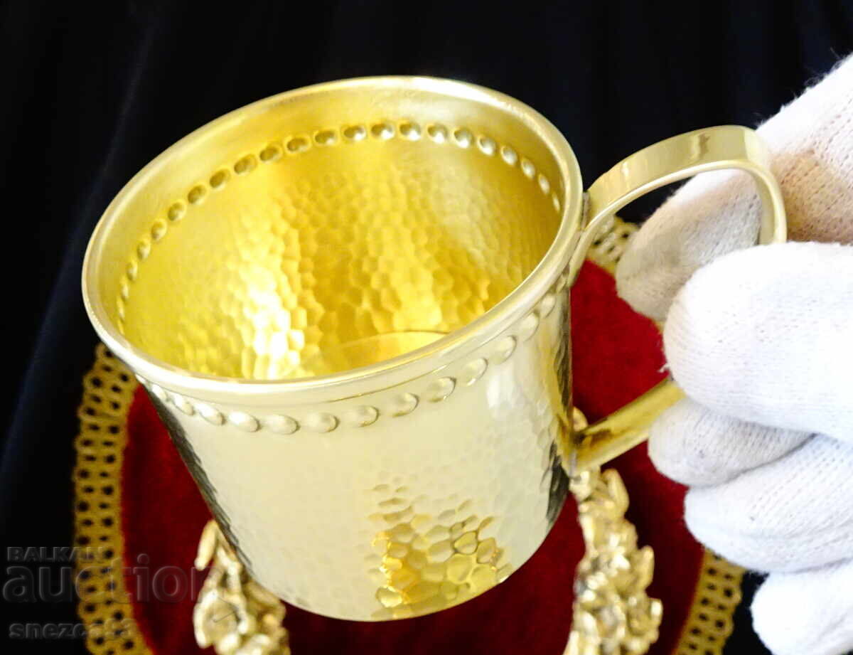 Παράδοση Επιχρυσωμένα μπρούτζινα φλιτζάνια 160 ml, στυλ Λουδοβίκου XVI