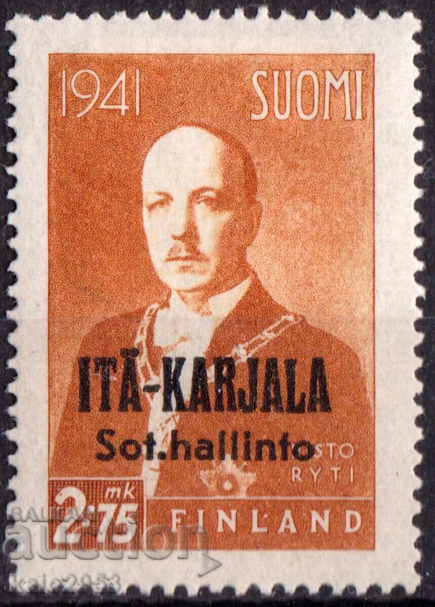 Finland 1942 Overprint for the Occupation of East Karelia - President Ryti, MLH Finland 1942 Overprint for the Occupation of East Karelia - President Ryti, MLH