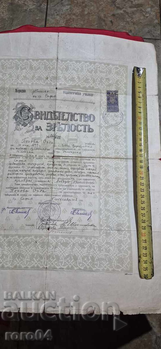 ADEVERINȚĂ DE BACALAUREAT - 1918 cu preț € 19.99 | 39.10 BGN