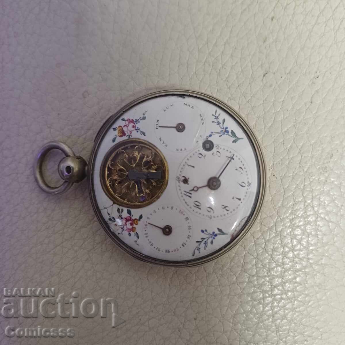 Джобен верижен часовник с Календар - 5