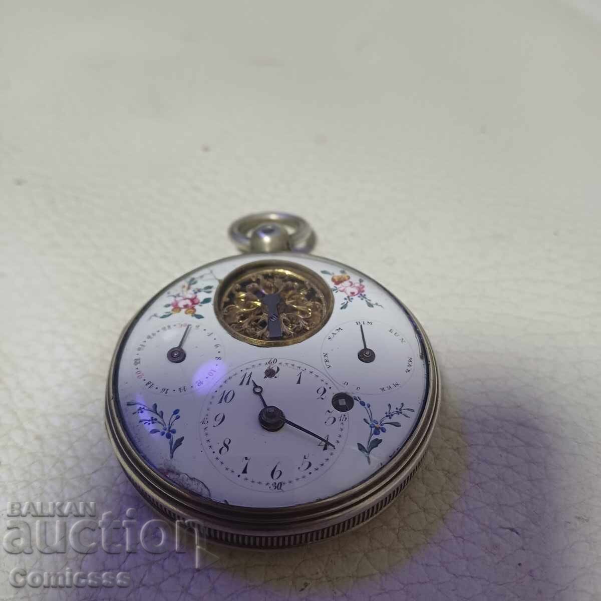 Джобен верижен часовник с Календар