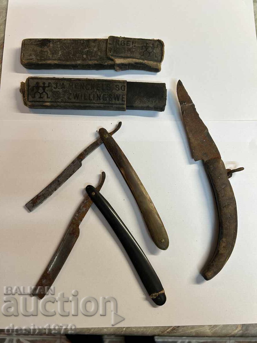 Lot de aparate de ras și un cuțit vechi