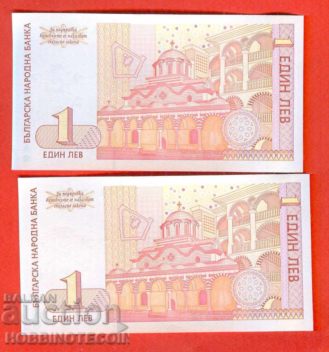 ΒΟΥΛΓΑΡΙΑ BULGARIA 2 x 1 ΛΕΒ (Lev) ΖΕΥΓΟΣ 1999 σειρά 3388 3389 UNC με τιμή € 14.99 | 29.32 BGN ΒΟΥΛΓΑΡΙΑ BULGARIA 2 x 1 ΛΕΒ (Lev) ΖΕΥΓΟΣ 1999 σειρά 3388 3389 UNC με τιμή € 14.99 | 29.32 BGN