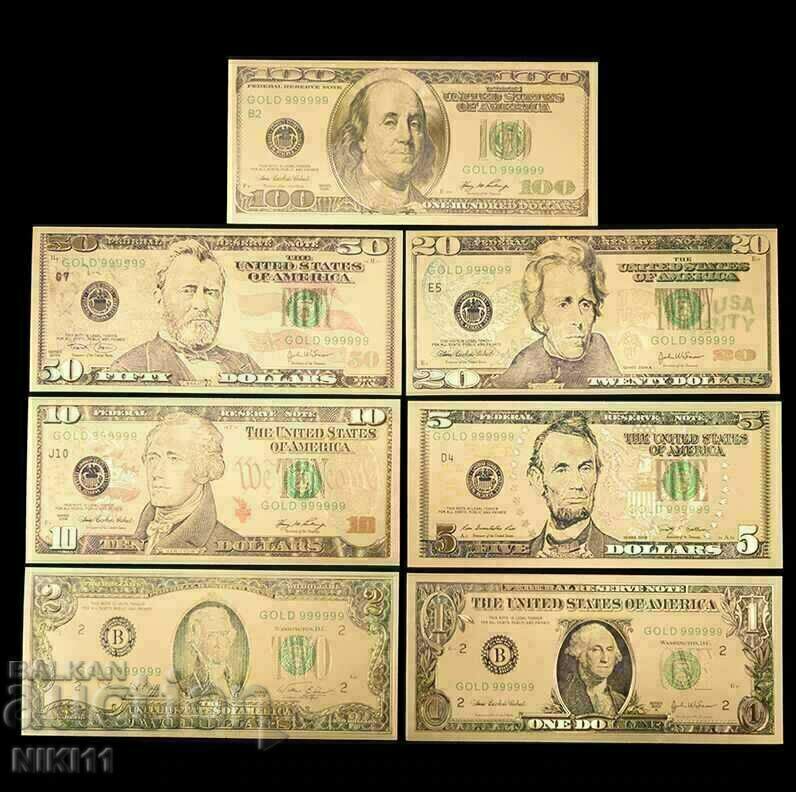 Gold dollars dollar bills, dollar banknote Gold dollars dollar bills, dollar banknote