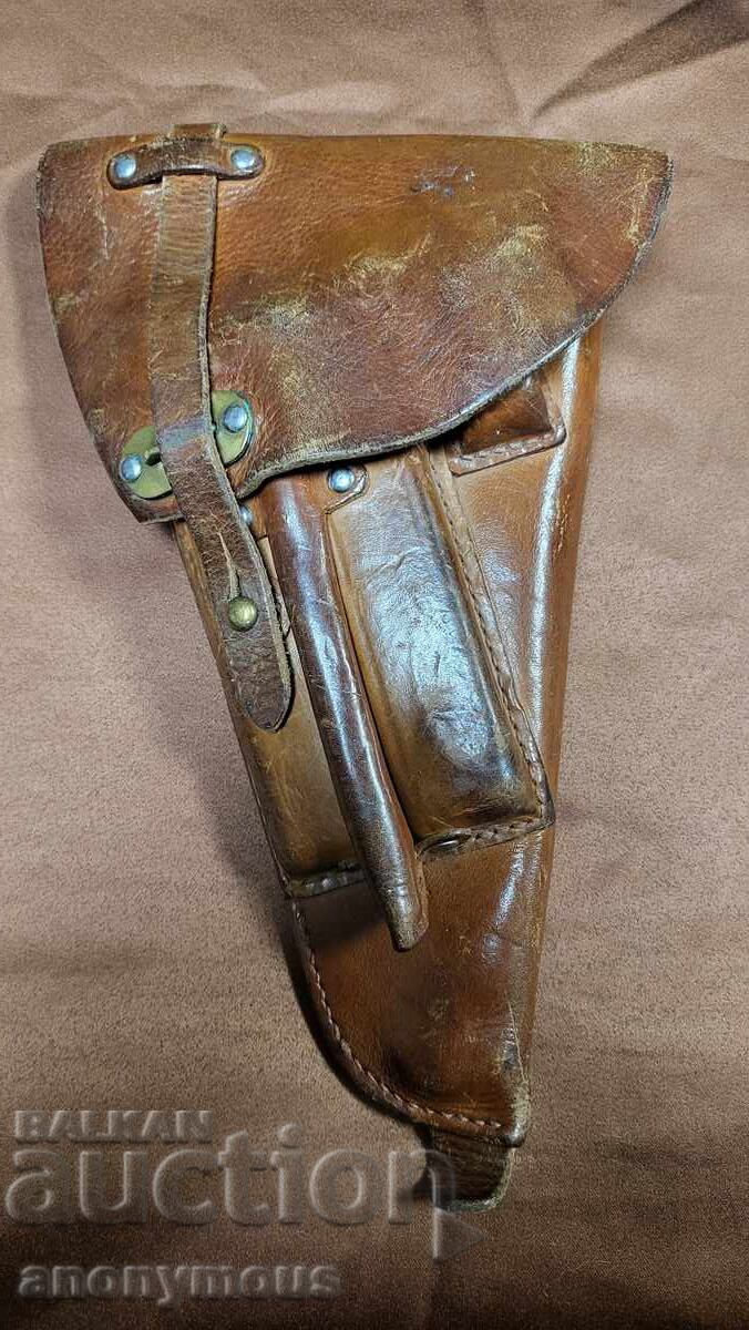 Kozhen kobur za Lakhti m40 finlandski Luger P08 pŭlen komplekt Kozhen kobur za Lakhti m40 finlandski Luger P08 pŭlen komplekt