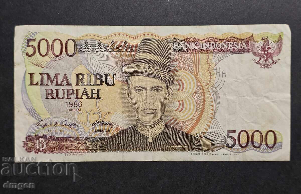 5000 rupii Indonezia 1986 5000 rupii Indonezia 1986
