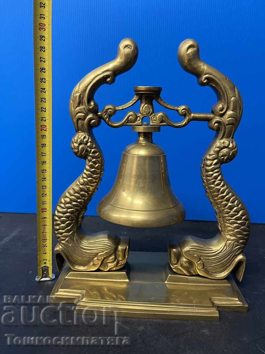 Доставка на Стара,бронзова,морска камбана с два делфина