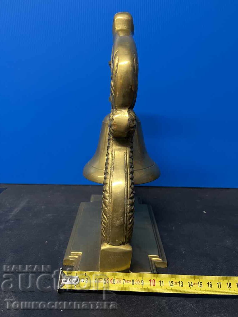 Стара,бронзова,морска камбана с два делфина - 6