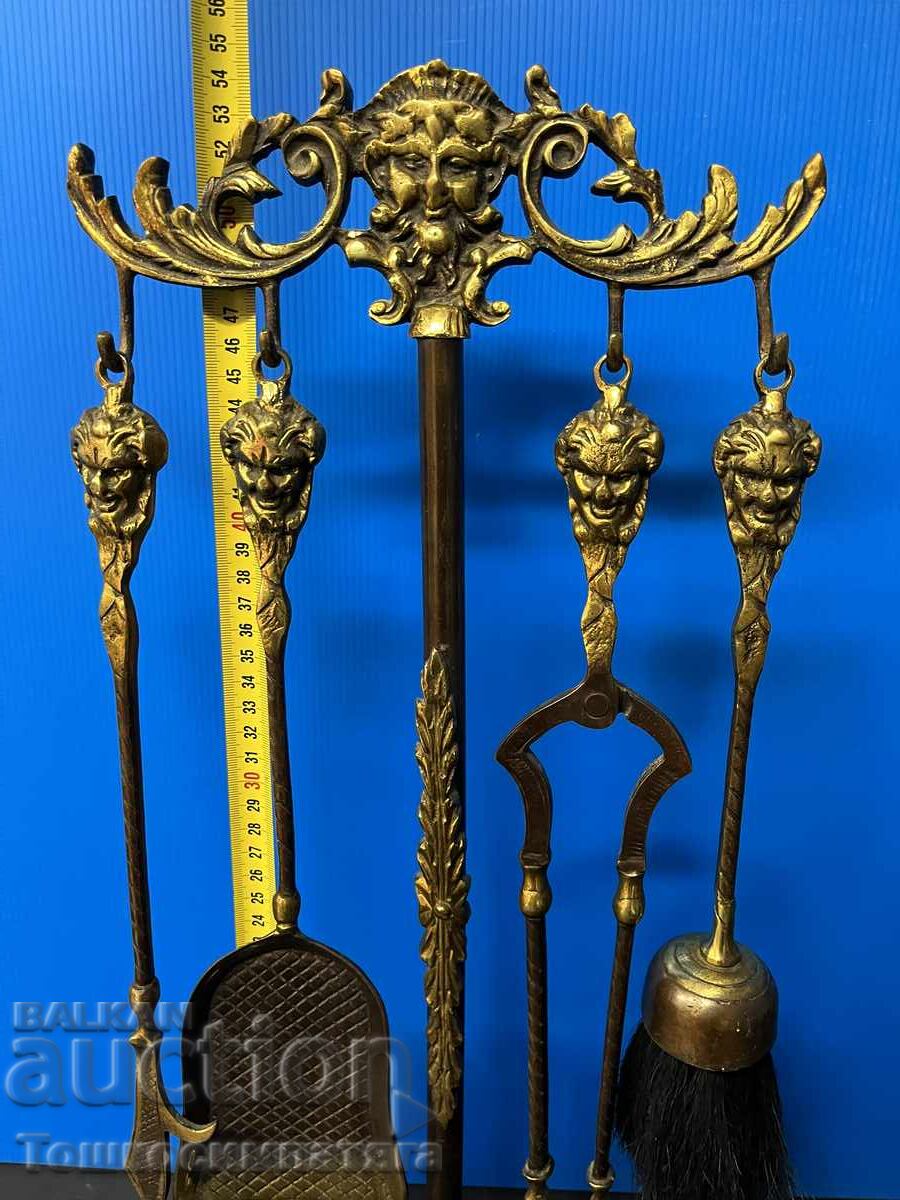 Unelte de șemineu vintage, din bronz - 5