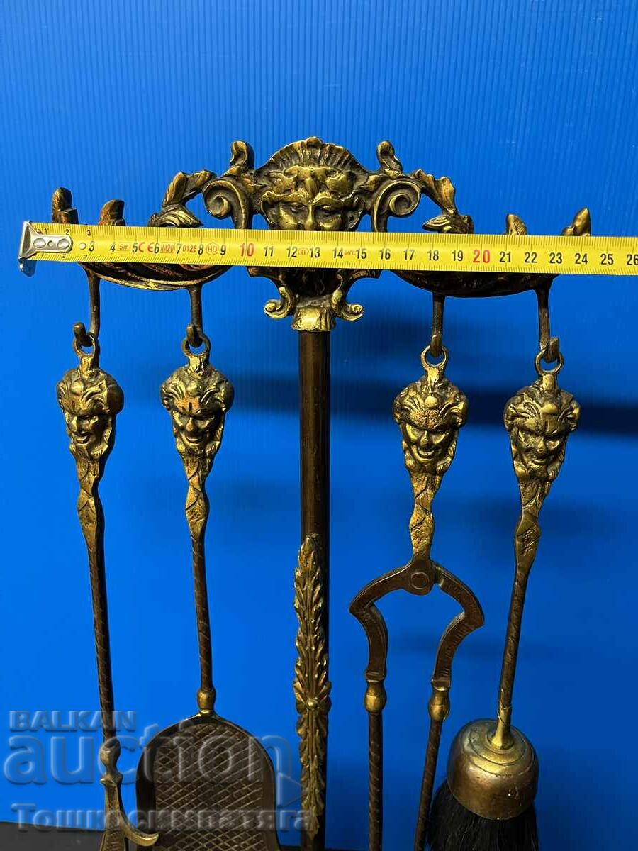 Unelte de șemineu vintage, din bronz - 6