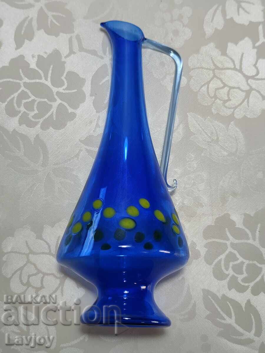 Доставка на Ретро  каничка синьо тънко стъкло