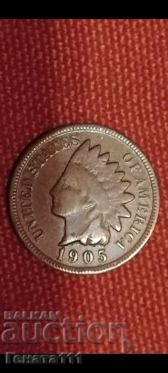 Monedă veche SUA 1905