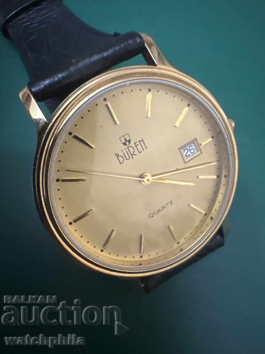 Buren Quartz Swiss Gold-Plated Men's Watch. Excellent Condition with price € 0.01 | 0.02 BGN Buren Quartz Swiss Gold-Plated Men's Watch. Excellent Condition with price € 0.01 | 0.02 BGN