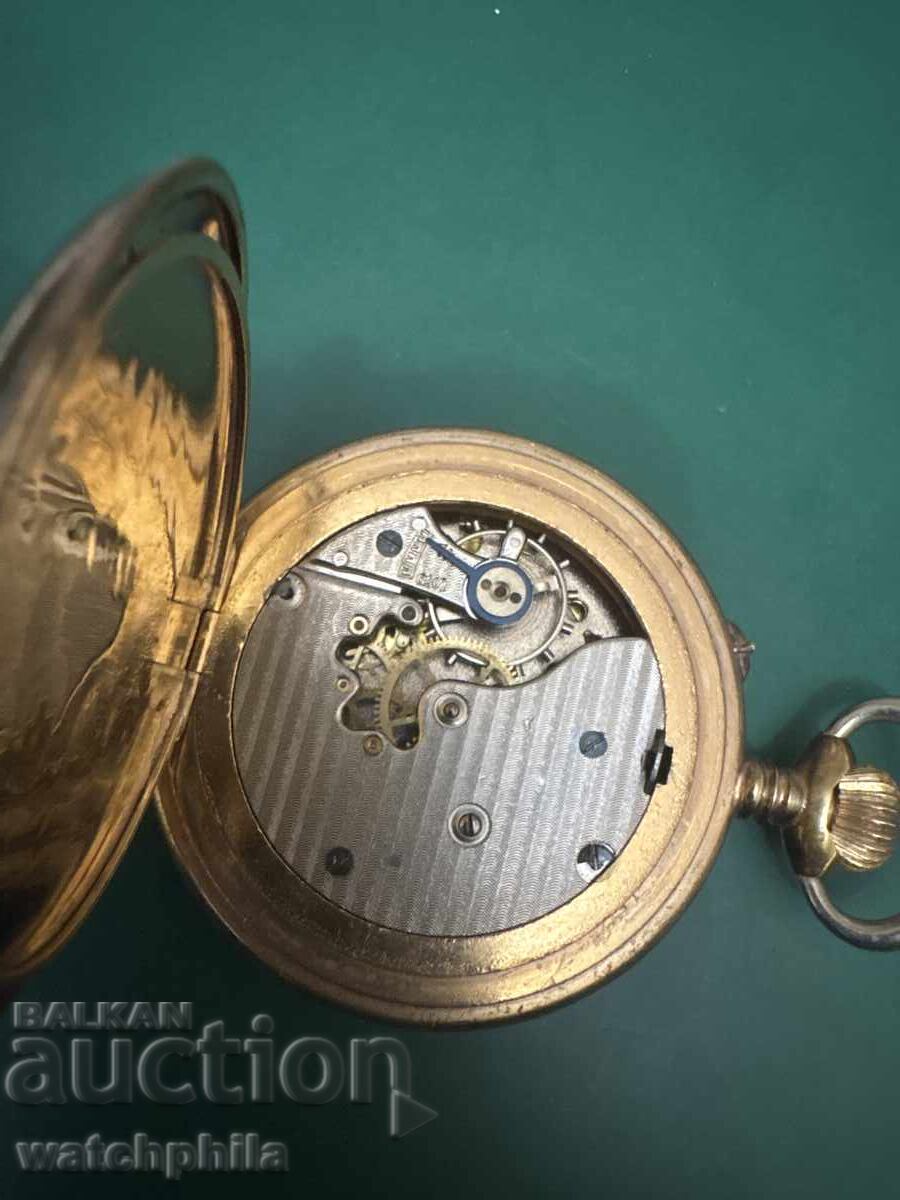 Позлатен рядък джобен часовник. Отлично състояние - 6