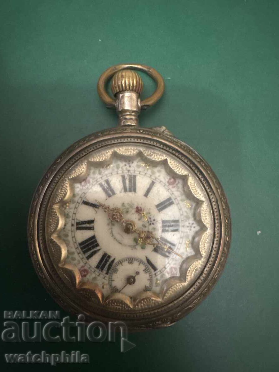 Уникален сребърен джобен часовник.Отлично състояние