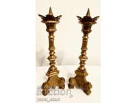 Κηροπήγια ορείχαλκου. Γοτθικό στυλ. 2 τεμάχια