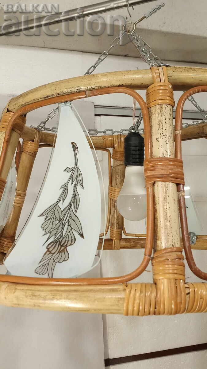 Аукцион Абажур (Полилей) от бамбук с 6 стъкла