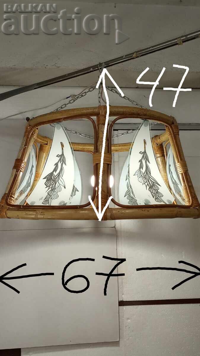 Доставка на Абажур (Полилей) от бамбук с 6 стъкла