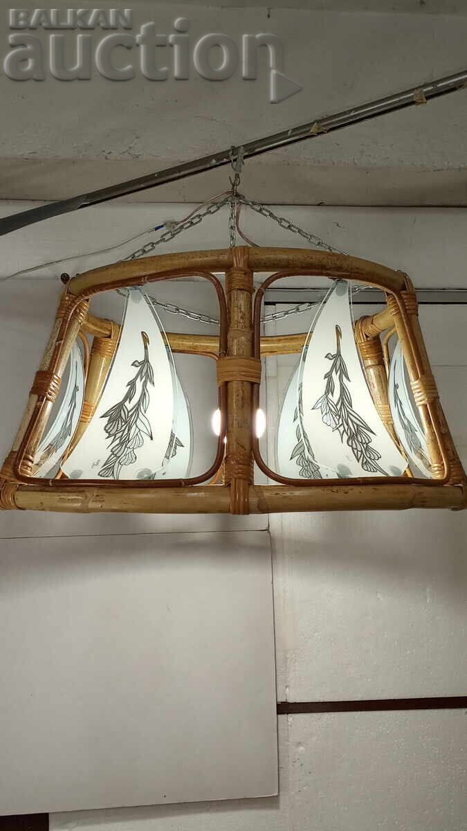 Абажур (Полилей) от бамбук с 6 стъкла - 6