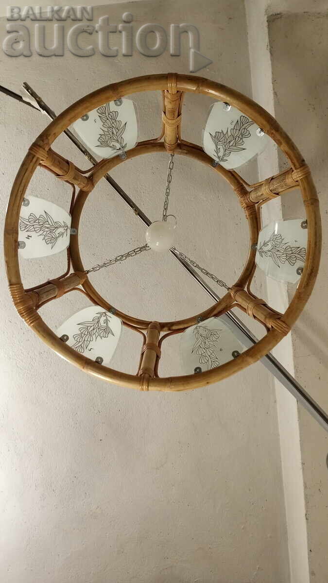 Абажур (Полилей) от бамбук с 6 стъкла - 7