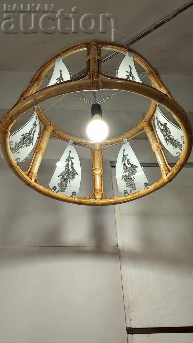 Абажур (Полилей) от бамбук с 6 стъкла