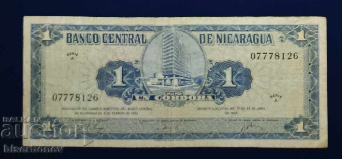 Nicaragua, Nicaragua, 1 cordoba 1962, VF Nicaragua, Nicaragua, 1 cordoba 1962, VF