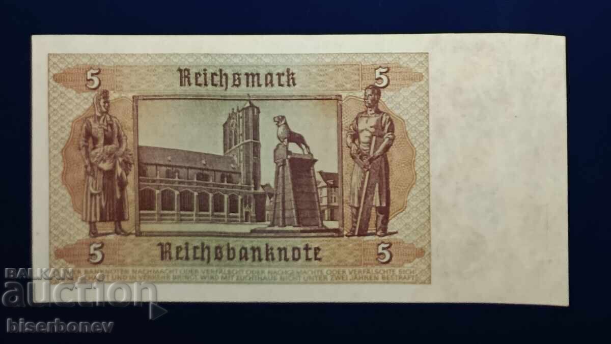 Germany, Germany, 5 Marks 1942, aUNC/UNC-1 with price € 17.00 | 33.25 BGN Germany, Germany, 5 Marks 1942, aUNC/UNC-1 with price € 17.00 | 33.25 BGN