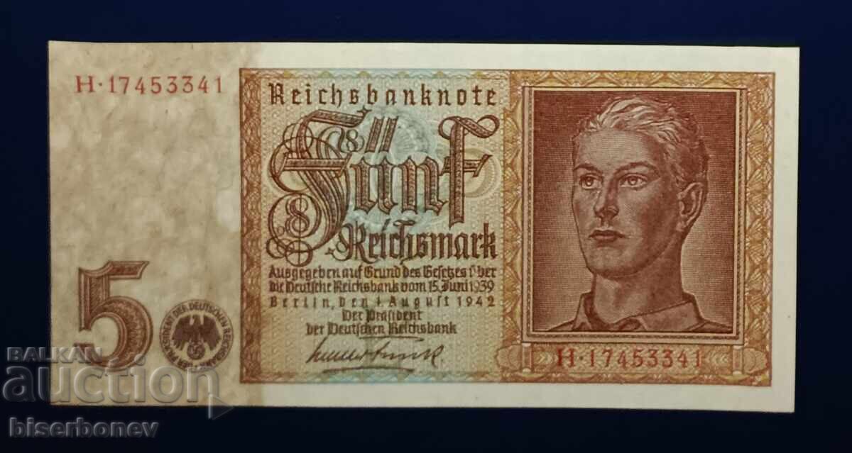 Germany, Germany, 5 Marks 1942, aUNC/UNC-1 Germany, Germany, 5 Marks 1942, aUNC/UNC-1