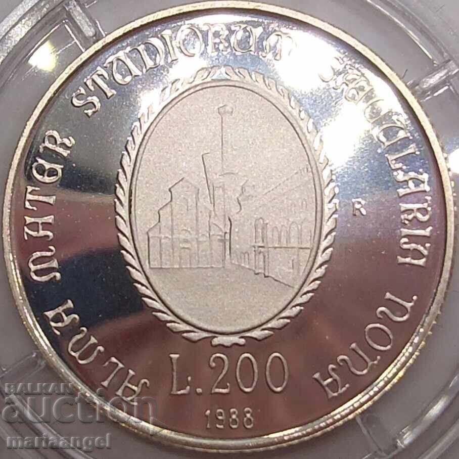 200 Лири 1988 Юбилей на Университа Болоня PROOF UNC - 7