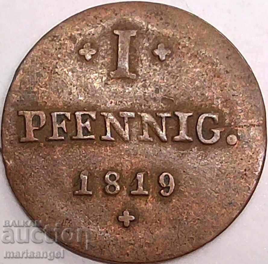 1 pfennig 1819 Saxonia Germania cupru - 7