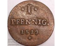1 pfennig 1819 Σαξονία Γερμανία χαλκός