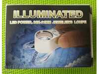 Бижутерска хромирана Лупа Увеличение 30 пъти+светеща