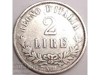 2 lire 1863 N-Napoli Italia "CIFRĂ" VALORE BN-Birmingham RAR