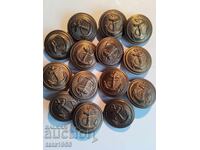 Nasture militar naval 23 mm Bulgaria, nasturi 14 buc