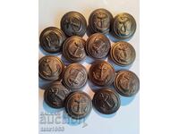 Κουμπί πολεμικού ναυτικού 23 χιλ. Βουλγαρία, κουμπιά 14 τμχ