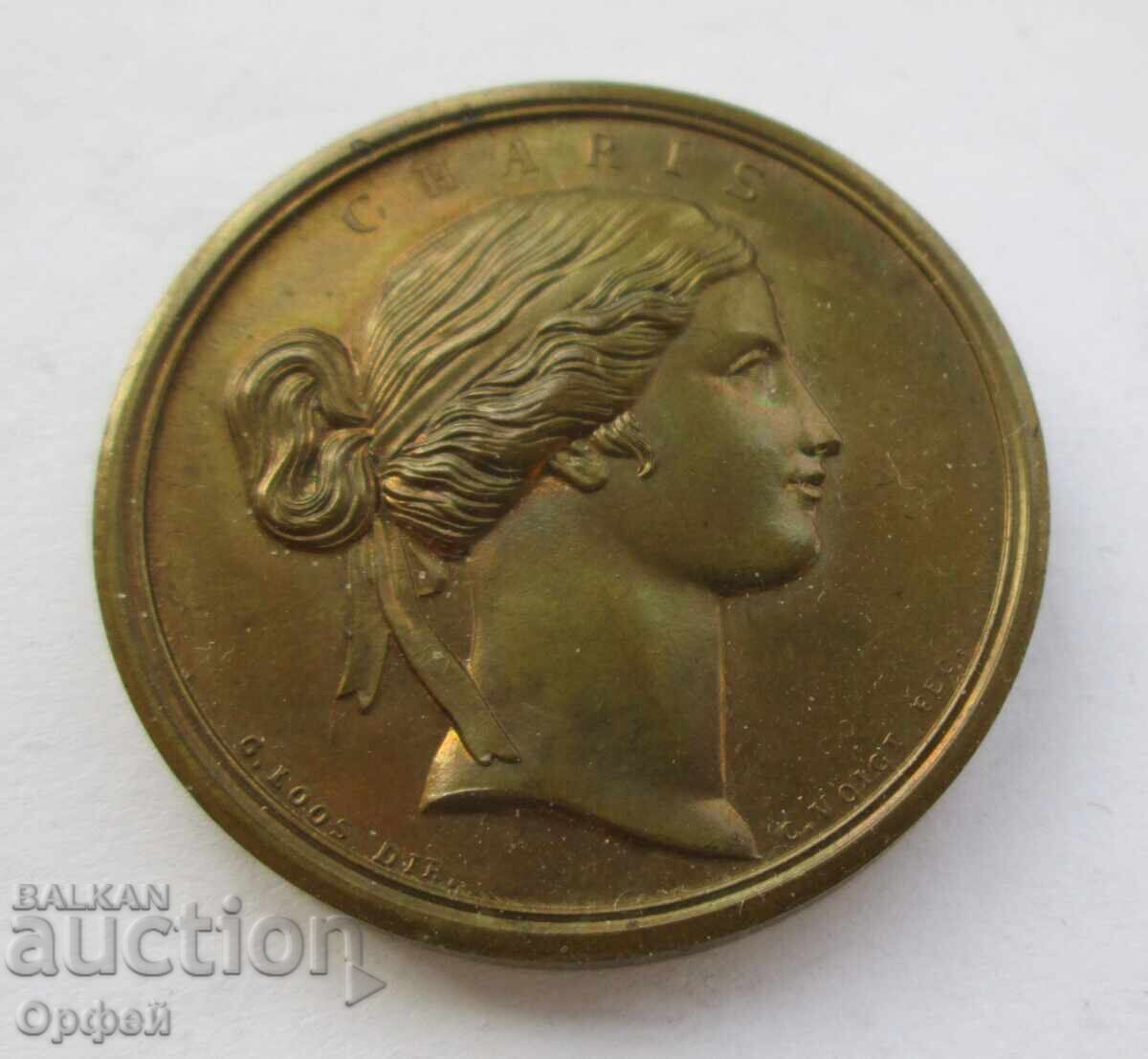 Красив стар Германски авторски настолен медал плакет Красив стар Германски авторски настолен медал плакет