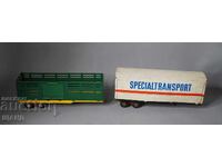 2 Παλιά Γερμανικά μεταλλικά παιχνίδια ρυμουλκούμενο για φορτηγό