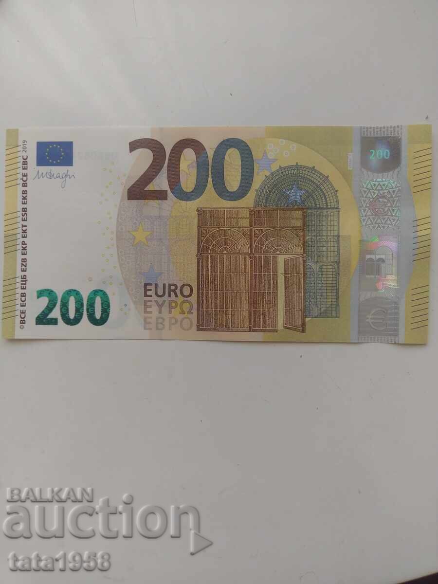 200 Euro Banknote, 2019, France, Mario Draghi