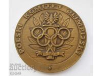 Стар Соц Полски настолен медал плакет За Олимпийски заслуги
