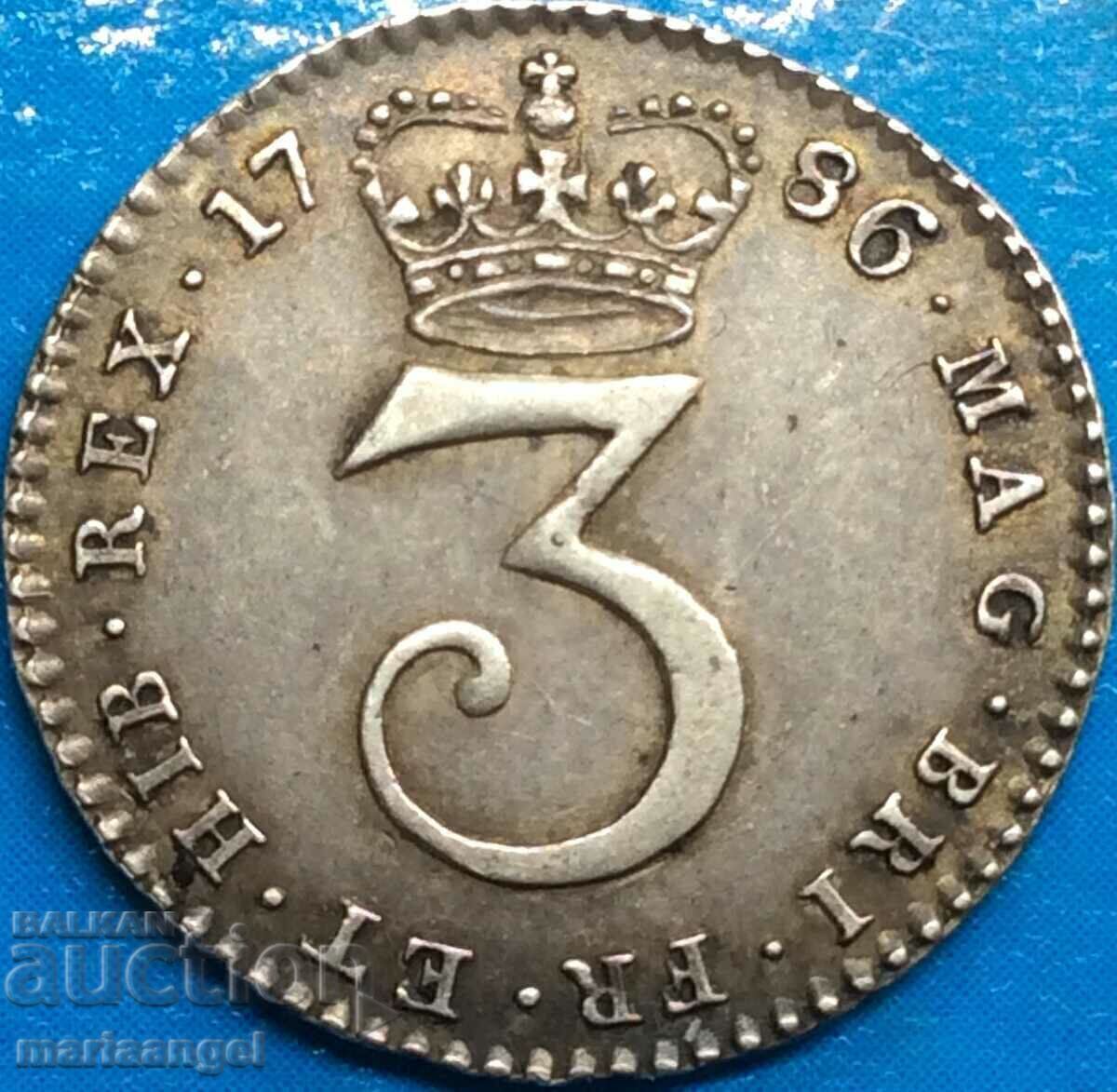 Великобритания 3 пенса 1786 Маунди Джордж III сребро патина - 6 Великобритания 3 пенса 1786 Маунди Джордж III сребро патина - 6