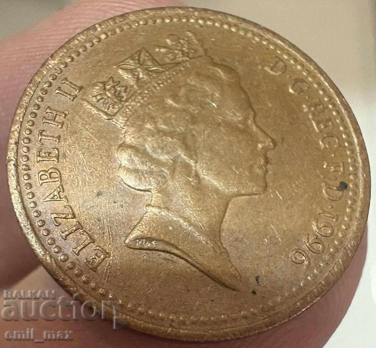 1996 One penny coin 1996 One penny coin