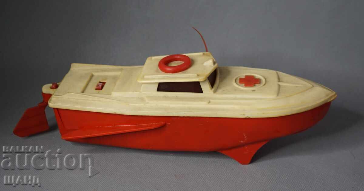 Auction  Old German Plastic Toy Model Boat Red Cross