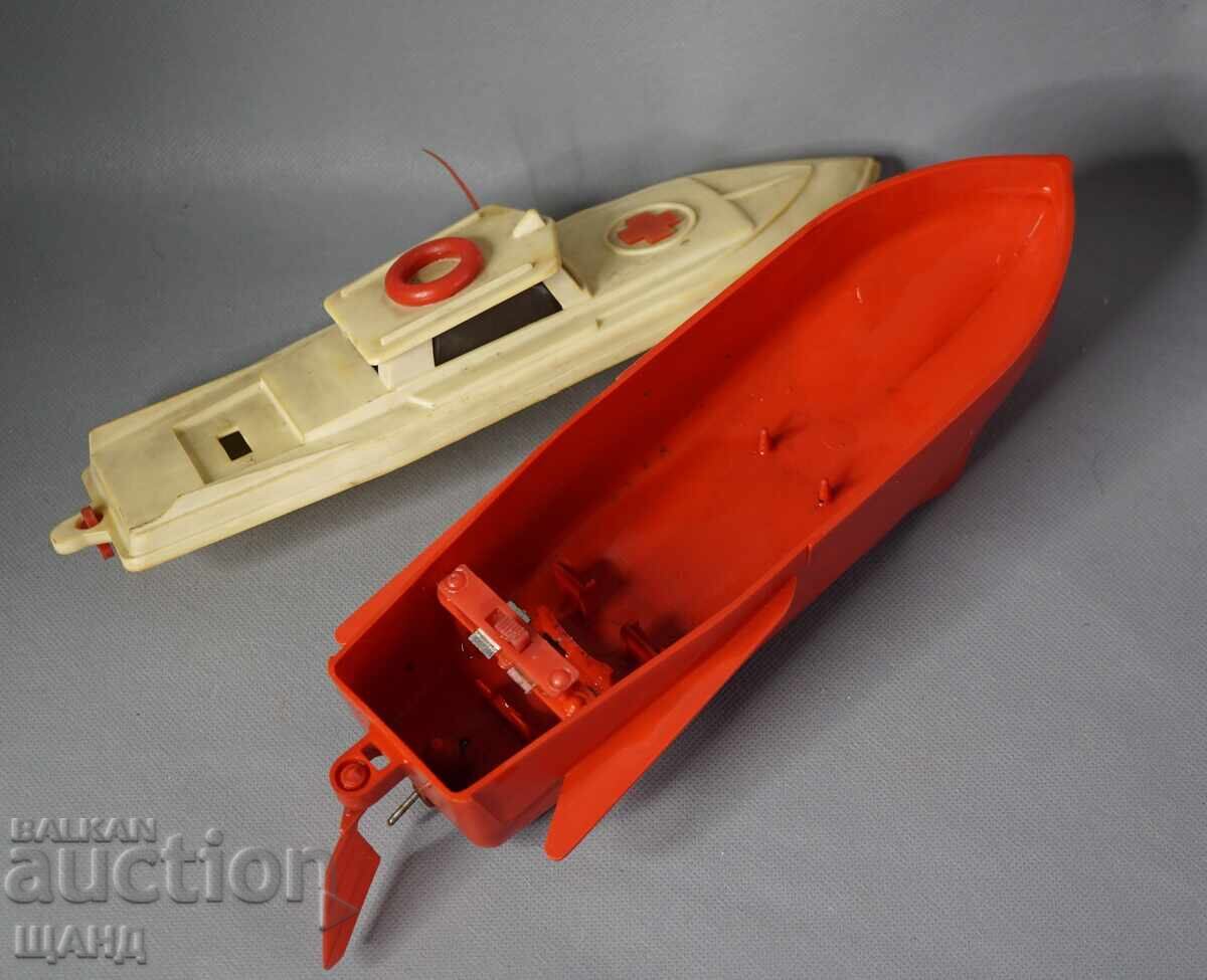 Old German Plastic Toy Model Boat Red Cross - 5