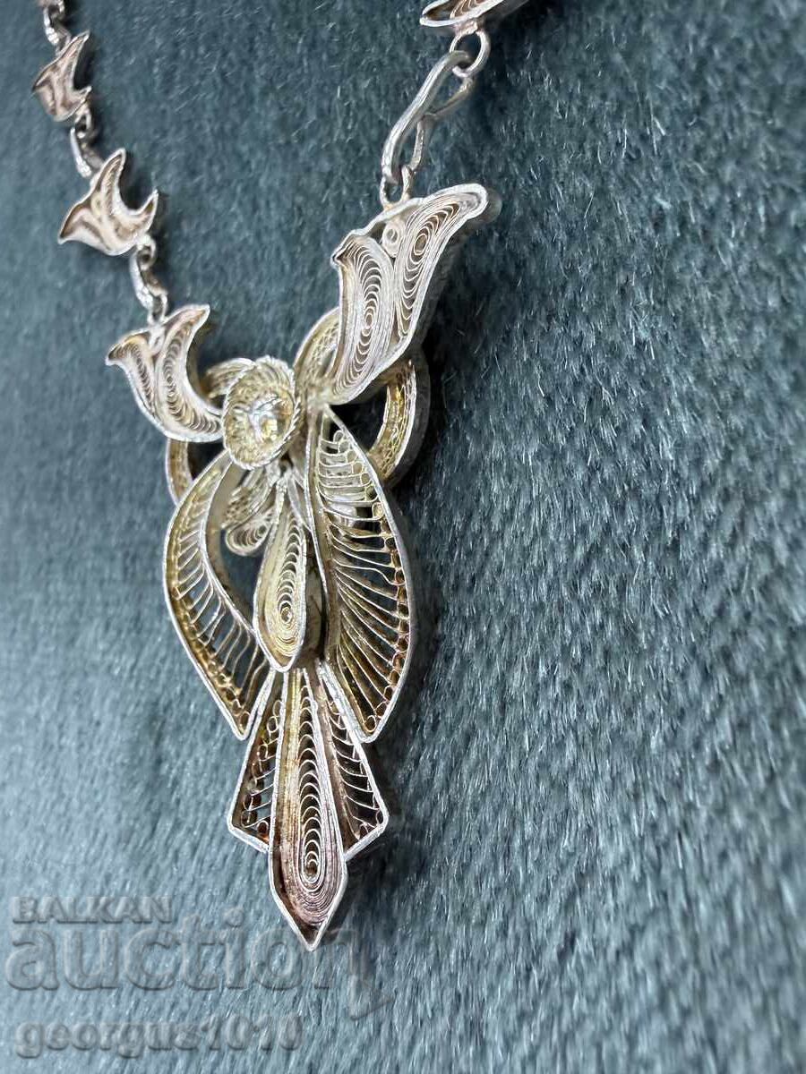 Auction  Silver filigree necklace №7808
