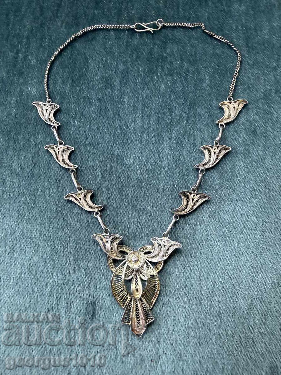 Silver filigree necklace №7808